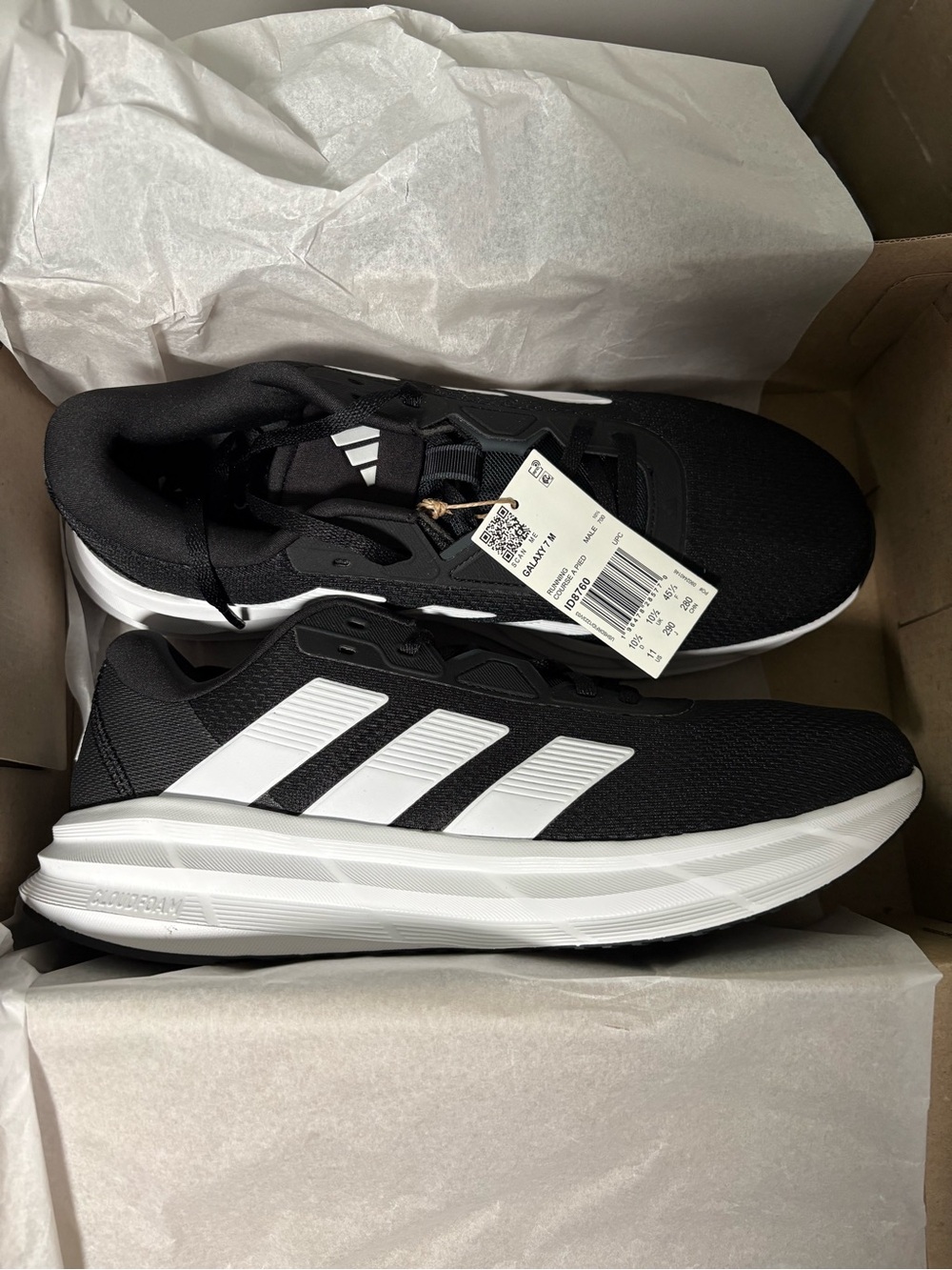 Adidas Galaxy 7 Men’s US Size 10.5 Black and White Athletic Running Shoes